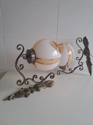 Due Applique Bronzo e Murano Vintage