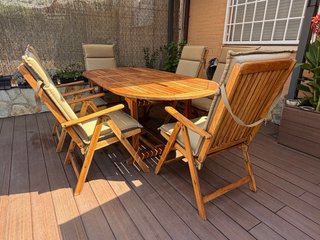 Conjunto Mesa y Sillas Jardín Teca