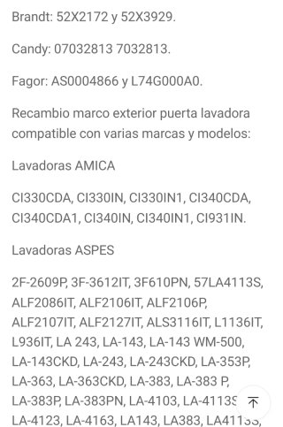 Tapa Lavadora Fagor 3F-3621IT Completa