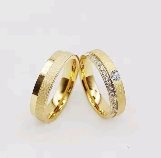 Alianzas Titanio Chapado Oro Pareja