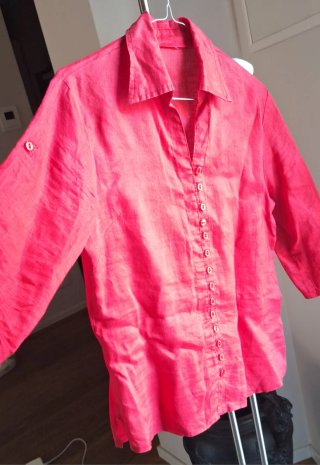Camicia in lino rossa/rosa