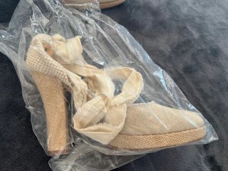 Sandalias de tela tacón verano Talla 40