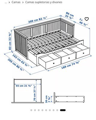 Cama diván extensible con 3 cajones y colchón