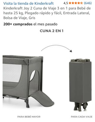 Cuna de Viaje Kinderkraft Joy 2 Gris