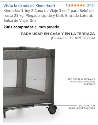 Cuna de Viaje Kinderkraft Joy 2 Gris