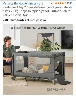 Cuna de Viaje Kinderkraft Joy 2 Gris