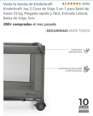 Cuna de Viaje Kinderkraft Joy 2 Gris