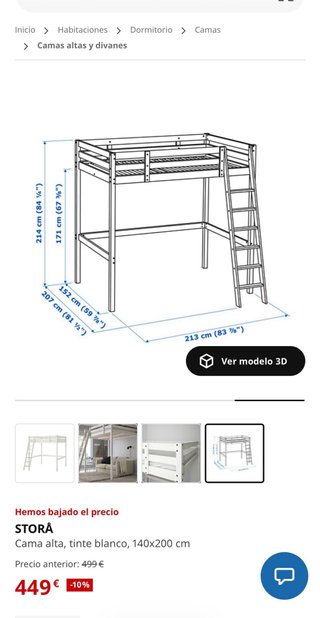 Letto a castello bianco IKEA+materasso 1,40x2,00cm