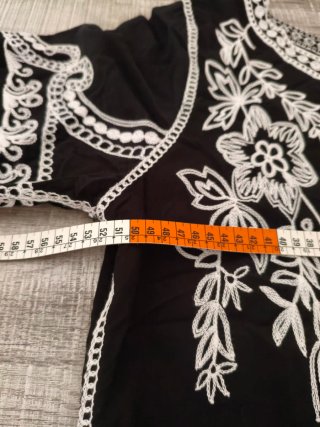 Blusa bordada y encaje ganchillo talla única