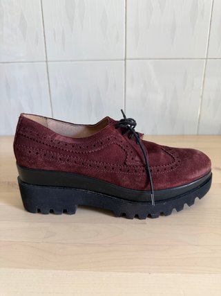 Zapatos Oxford Burdeos Plataforma
