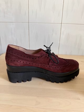 Zapatos Oxford Burdeos Plataforma