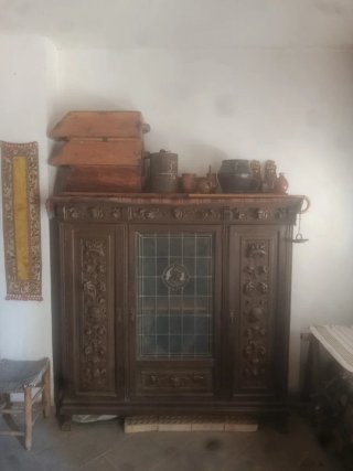 Armario Aparador Antiguo Madera y Cristal