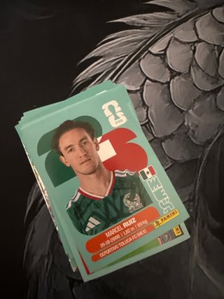 Cambio cromos del mundial panini en mano