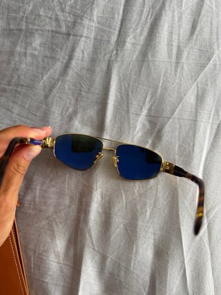 Occhiali da sole oro e verdi celine con tracolla
