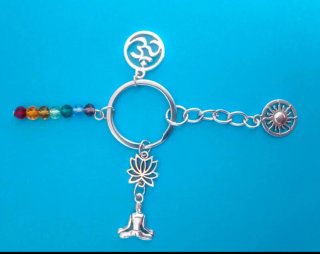 Portachiavi Chakra, Fiore di Loto, Sole, Om
