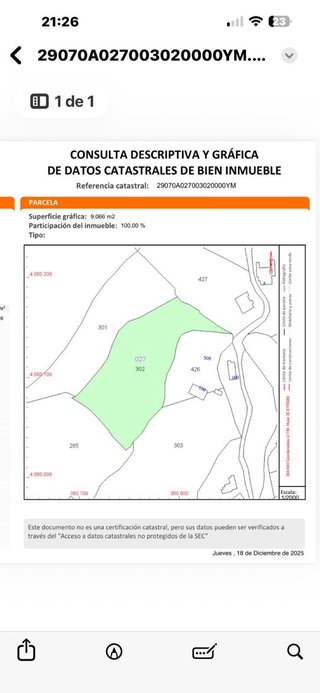Parcela rústica 8.800m/2 en zona Pueblo de Mijas