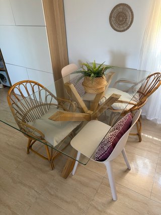 Mesa Comedor Cristal y Madera