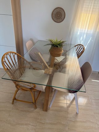 Mesa Comedor Cristal y Madera