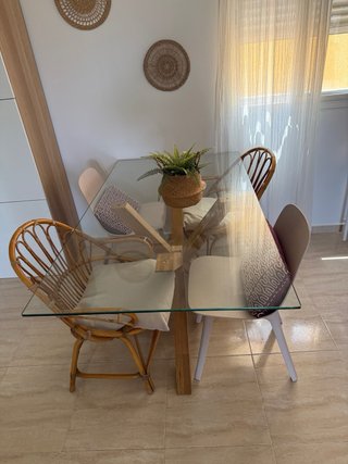 Mesa Comedor Cristal y Madera