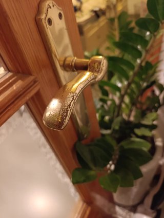 Puerta de madera con cristal