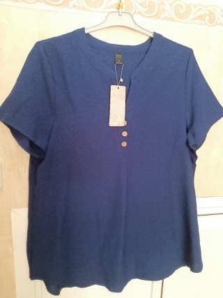Blusa  cuello Mao azul talla XL 44-46(6€)