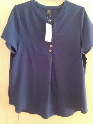 Blusa  cuello Mao azul talla XL 44-46(6€)