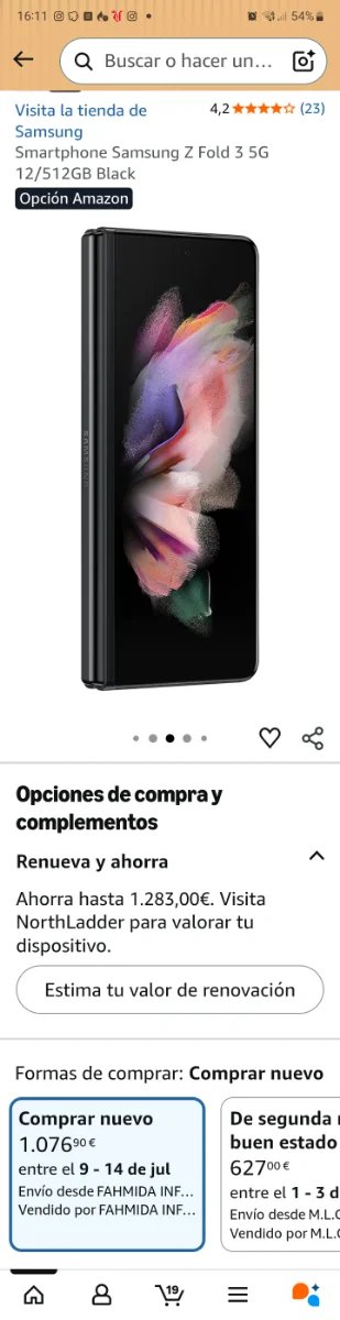 Samsung Galaxy Z Fold 3 Negro.