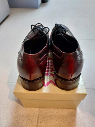 Mocasines piel granate mujer