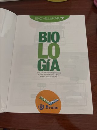 Libro Biología 2 bachillerato bruño