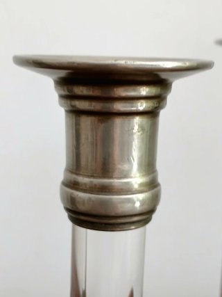 Coppia Candelieri Vintage Metallo Plexiglass