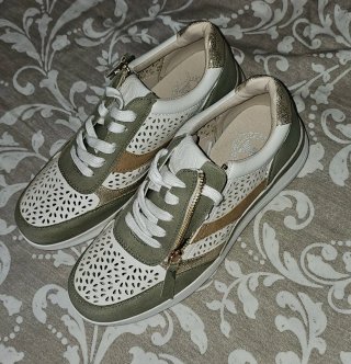 Zapatillas Mujer Talla 37 Verde, Dorado y blanco