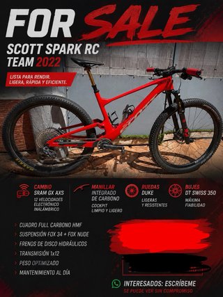 Scott Spark Rc Bicicleta Montaña talla L