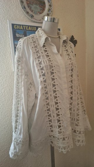Camisa H&M blanca crochet