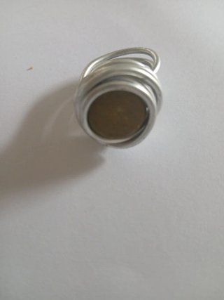Anillo y pendientes plata y verde oliva