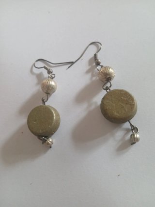 Anillo y pendientes plata y verde oliva