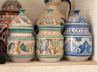 Juego de 3 tarros de cerámica pintados