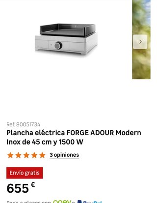 Plancha Eléctrica FORGE ADOUR Inox 45cm
