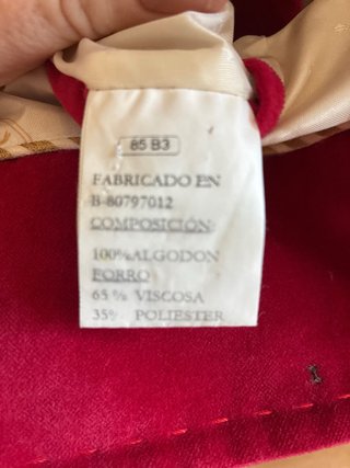Chaqueta Terciopelo Rojo Talla 40