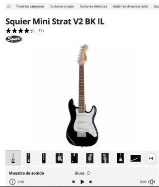 Guitarra Eléctrica Squier Mini Strat V2 BK IL