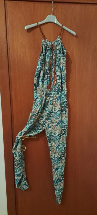 Tutina fantasia beige e verde acqua