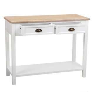 Consola de madera blanca y marrón