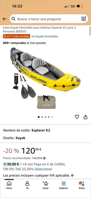 Kayak hinchable INTEX Explorer K2