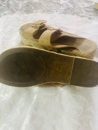 Sandalias cuña esparto beige