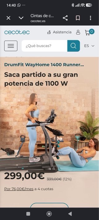 Cinta de correr Cecotec RunnerFit Sprint Vibrator