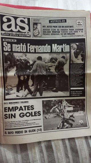 Periódico AS Diciembre 1989 Muerte Fernando Martín