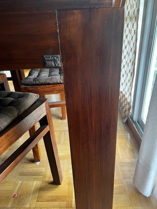 Mesa de comedor de madera de teka color cerezo