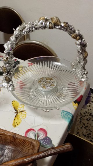 Frutero decorativo metal y cristal