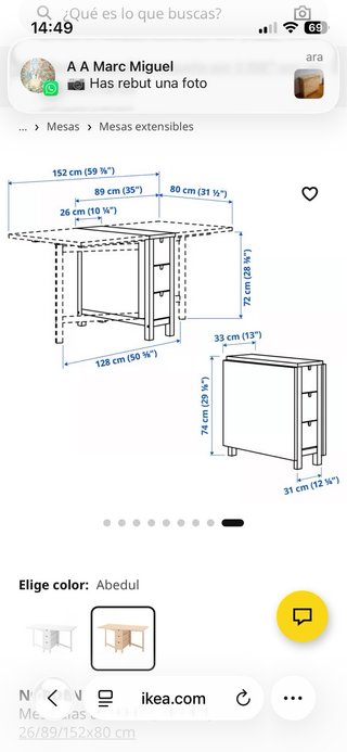 Mesa plegable Norden Ikea madera Barcelona