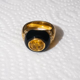 Anillo Oro 18K Zafiro Amarillo y Diamantes 5.82ct