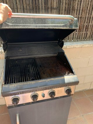 Barbacoa de gas negra y plateada